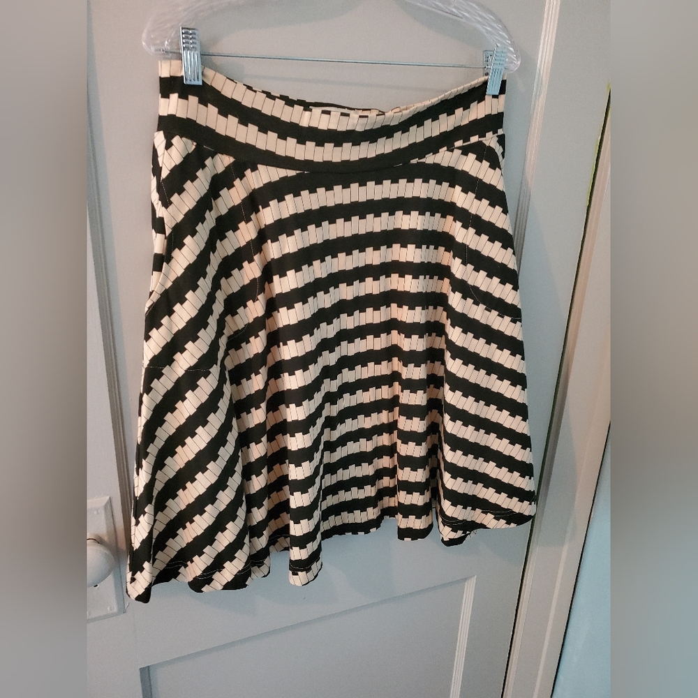 Effie's Heart Black and Cream Striped Skater Skirt